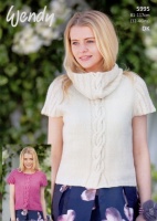 Knitting Patterns - Wendy 5995 - Fleur DK - Cap Sleeve Sweater & Cowl